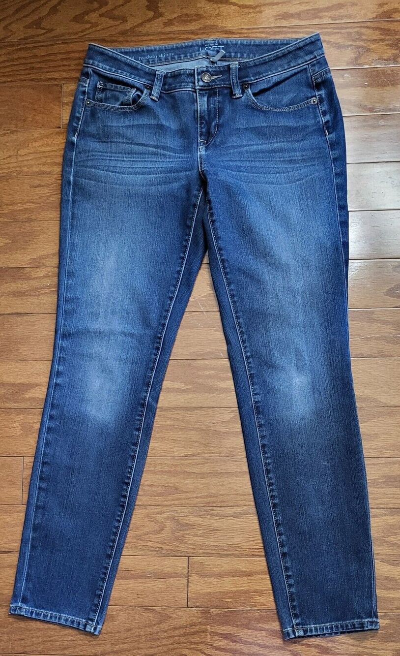 Loft Womens Modern Skinny Jeans Size 27/4 Blue Dark Wash Stretch